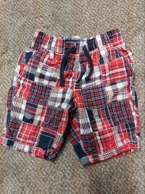 Boys Gymboree Red, Navy & White Plaid Shorts